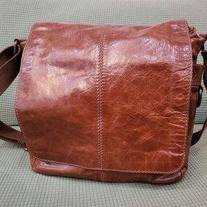 Vintage FOSSIL genuine leather messenger bag - Large crossbody shoulder bag